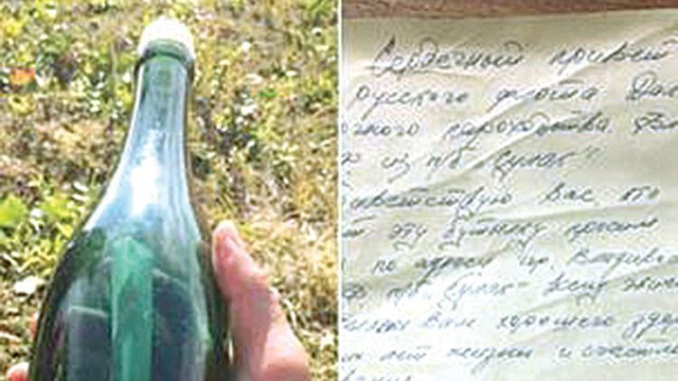 Şişeden 50 yıllık mektup çıktı