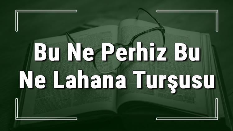 Bu Ne Perhiz Bu Ne Lahana Tur Usu Deyiminin Anlam Ve Rnek C Mle