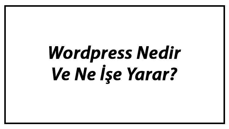 Wordpress Nedir Ve Ne E Yarar Wordpress Kurulumu Ve Kullan M