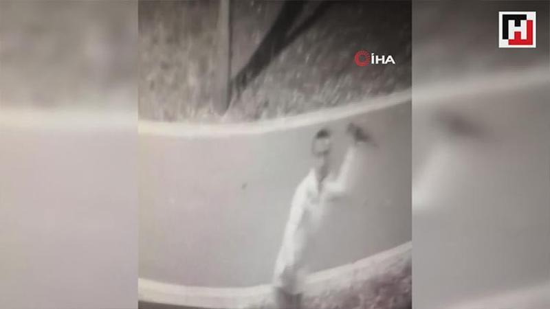 Güvenlik kamerasına içki şişesi fırlatan şahıs gözaltına alındı