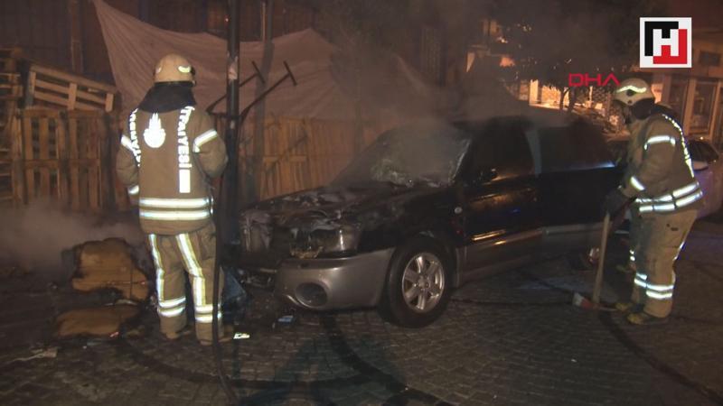 Yanan otomobili görünce gözyaşlarına boğuldu