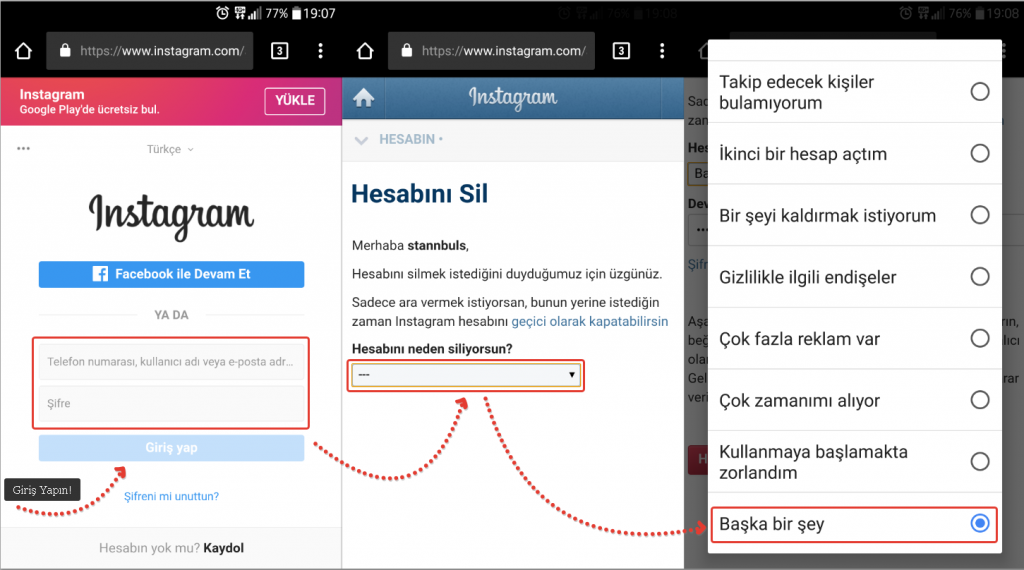 instagram hesap silme linki turkce teknoloji haberler