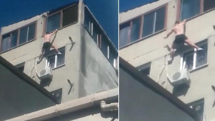 Unbelievable moments in Beyoğlu!  He fell and died while climbing the window …