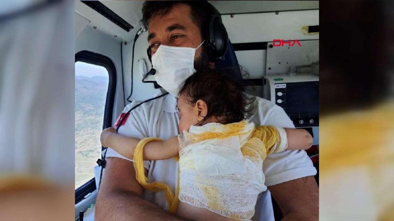 Üzerine sıcak su dökülen beril bebek ambulans helikopterle