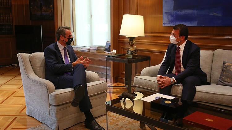 Ο Έλληνας πρωθυπουργός Μητσοτάκης υποδέχεται τον Πρόεδρο της İBB İmamoğlu