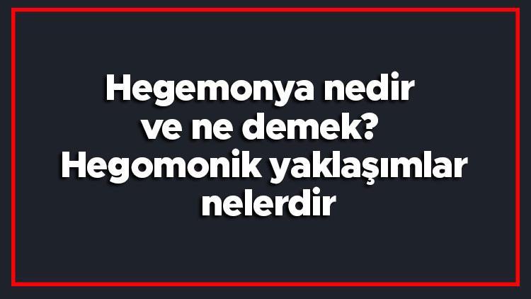 hegemonya nedir ve ne demek hegomonik yaklasimlar nelerdir