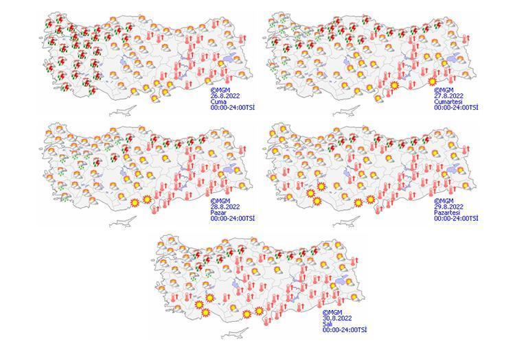 Hafta sonu hava nasıl olacak Cumartesi ve Pazar yağmur yağacak mı İşte 27-28 Ağustos il il hava durumu tahminleri