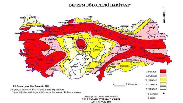 1. 2. 3. DERECE VE EN AZ RİSKLİ DEPREM BÖLGESİ