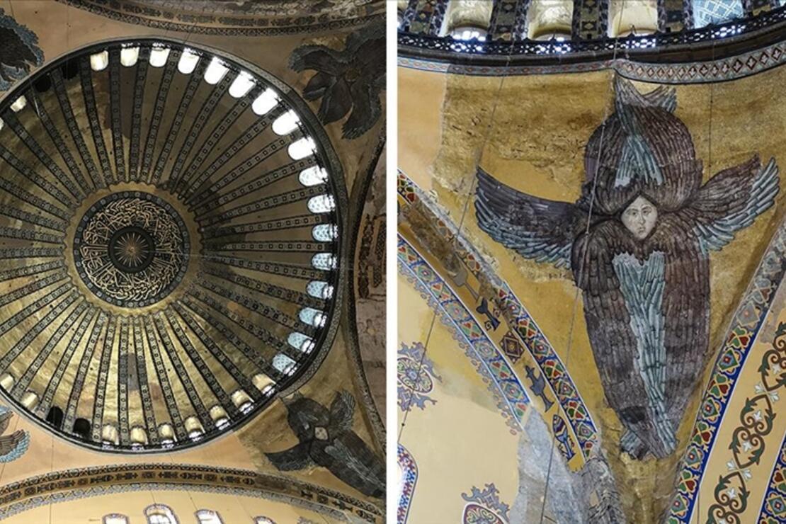 Ayasofya Camisi'nde Serafim Meleği figürü, vaiz kürsüsü ve mahfil yeniden gün yüzüne çıktı
