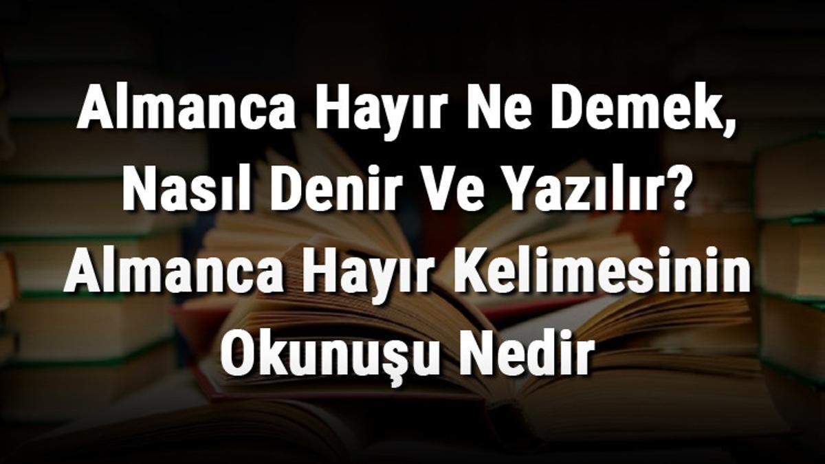 Almanca Hayır Ne Demek, Nasıl Denir Ve Yazılır? Almanca Hayır