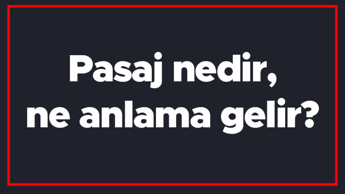 Pasaj nedir, ne anlama gelir? Pasaj kelimesinin TDK sözlük anlamı