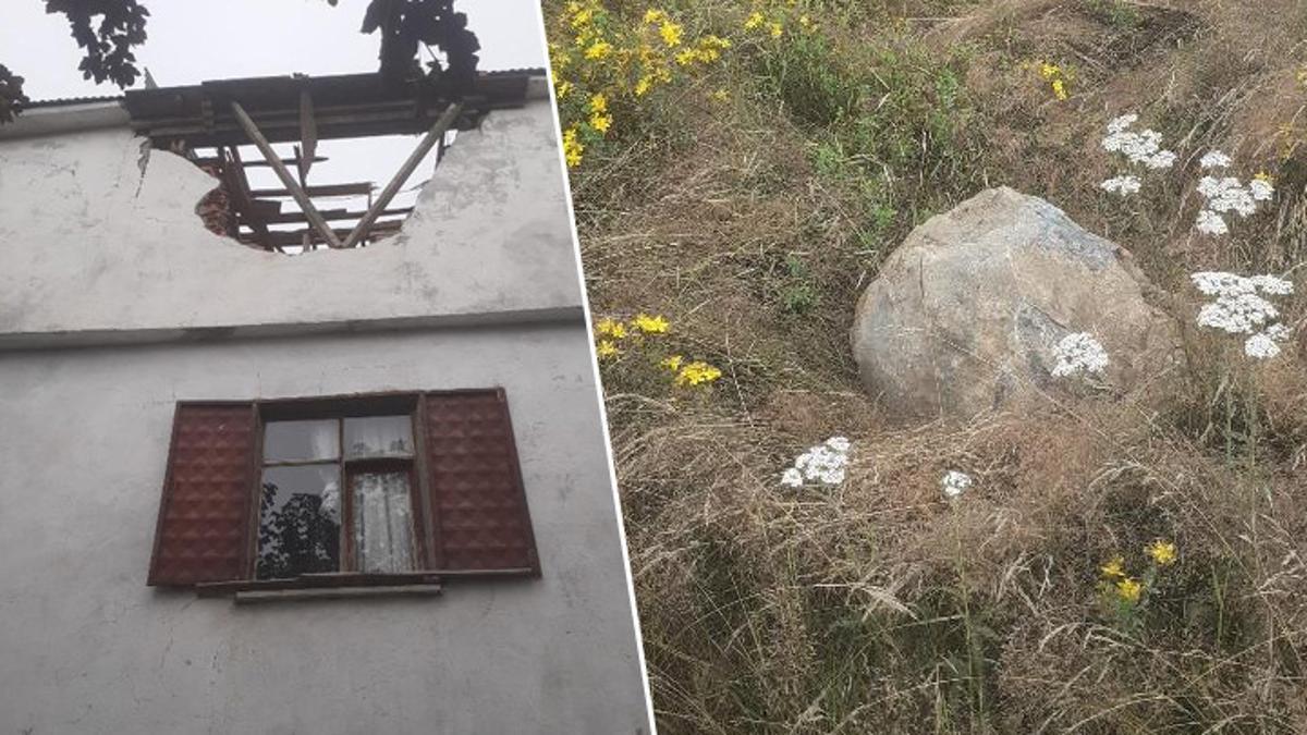 Dinamit patlatılan yoldan fırlayan kayalar, evin çatısı ve duvarını yıktı