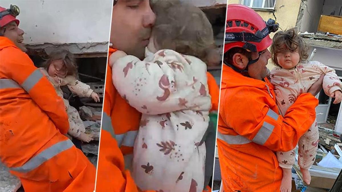 Hatay’da mucize kurtuluş! Göçük altındaki bebeği ‘Tamam kuzum, gidelim’ diyerek kurtardı
