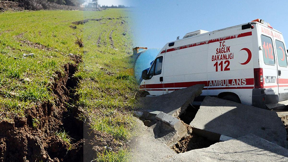 Deprem sonrası hastane bahçesinde yarıklar oluştu