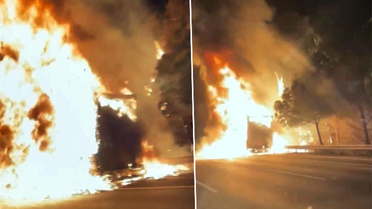 Otoyolda tır alev topuna döndü: Bölgeye çok sayıda ekip sevk edildi Otoyolda tır alev topuna döndü: Bölgeye çok sayıda ekip sevk edildi