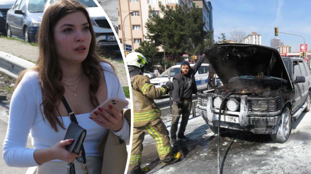 Kadıköy'de aracı yanan sürücü gözyaşlarını tutamadı
