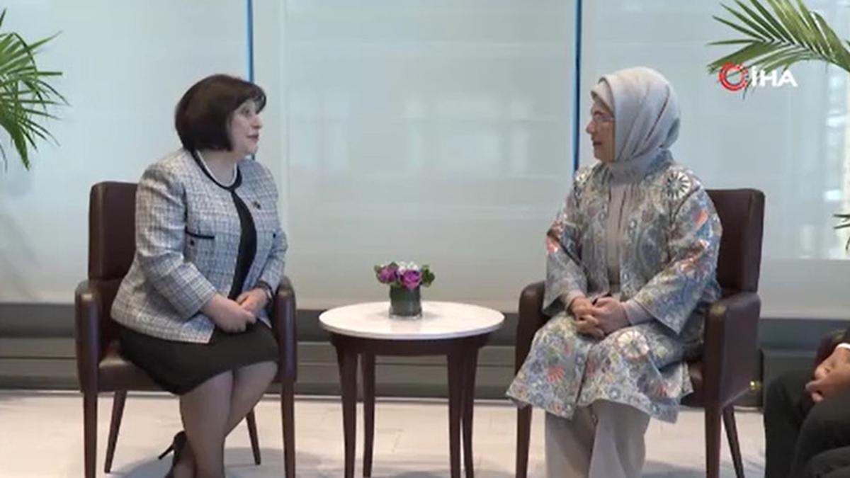 Emine Erdoğan, Azerbaycan Milli Meclis Başkanı Gafarova ile görüştü