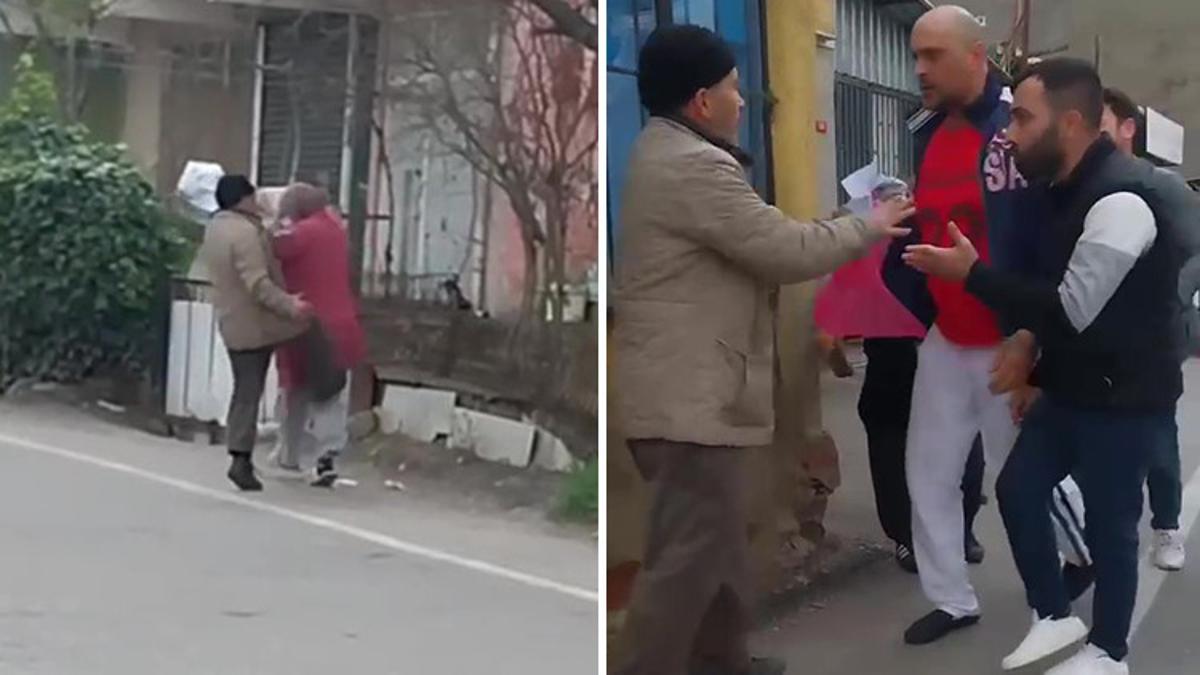 Yaşlı kadını darp eden şahsı tekme tokat dövdüler! O anlar kamerada