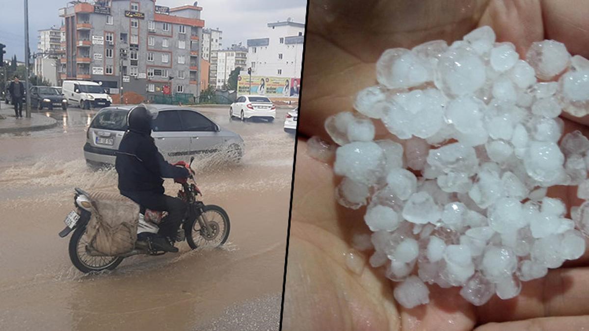 Osmaniye’de şiddetli yağmur ve dolu etkili oldu