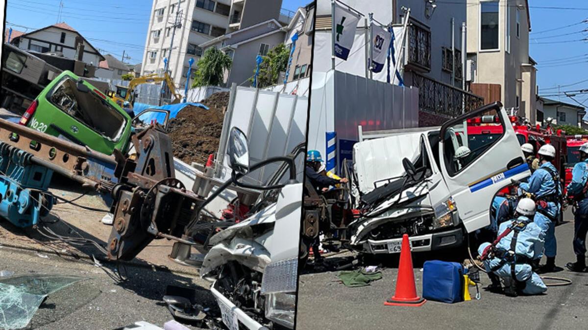 Japonya da vinç araçların üzerine devrildi 1 ölü 1 yaralı
