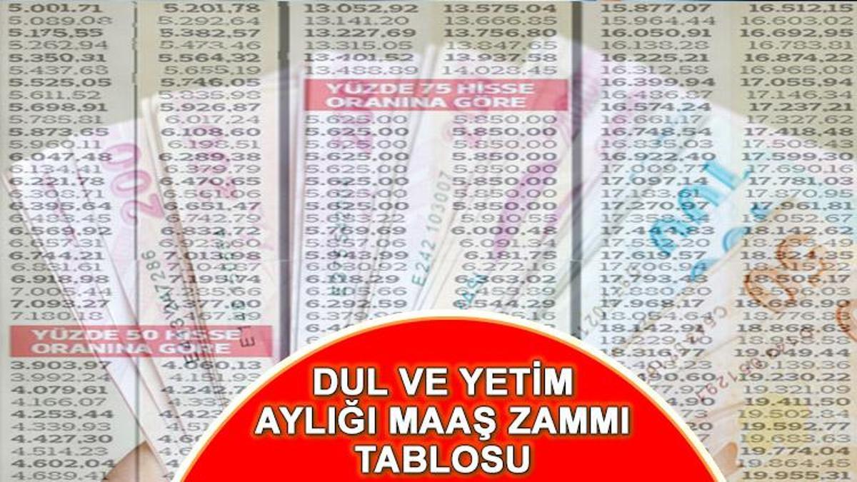 DUL VE YETİM MAAŞI TABLOSU 2023 TEMMUZ (ara Zamlı) | En Düşük Ve En ...