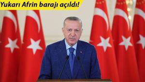 Son dakika... Yukarı Afrin Barajı törenle açıldı Cumhurbaşkanı Erdoğan: Kirli gündemlere itibar etmeden yolumuza devam edeceğiz