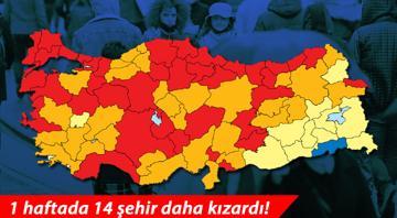 Risk haritasında 1 haftada 14 il daha kızardı Tek mavi Şırnak kaldı