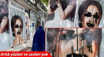 Talibandan kadnlara korkun mesaj Yzlerini karalayp fotoraflar tahrip ettiler