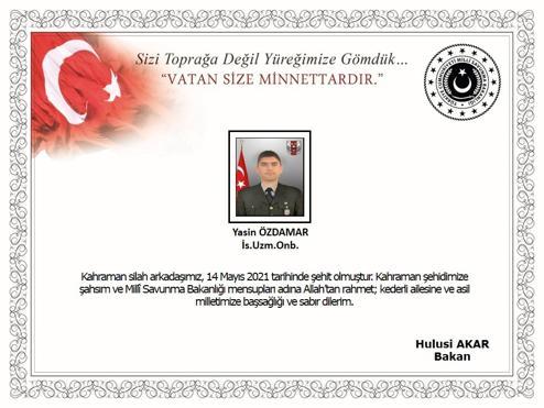 MSB duyurdu: Şehidimizin kanı yerde kalmadı