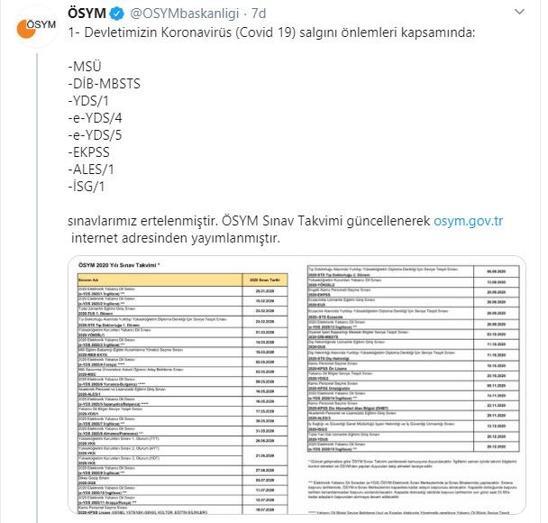 ÖSYMden son dakika açıklaması 9 sınavın tarihi ertelendi...