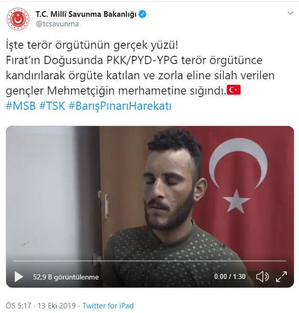 Barış Pınarı Harekatı’nda teslim olan terörist ile ilgili görsel sonucu