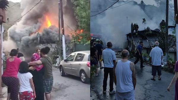 Sarıyer'de panik anları! Alevlerin arasında kaldılar