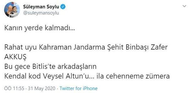 Son dakikaâ€¦ Bakan Soylu bÃ¶yle duyurdu: KanÄ±n yerde kalmadÄ±â€¦