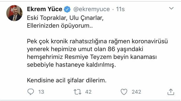 86 yaşında Corona Virüsü yenmişti Üzücü haber geldi