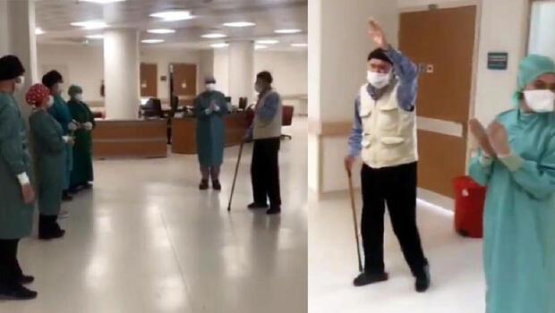 80 yaşındaki kişi koronavirüsü yendi, alkışlarla taburcu oldu