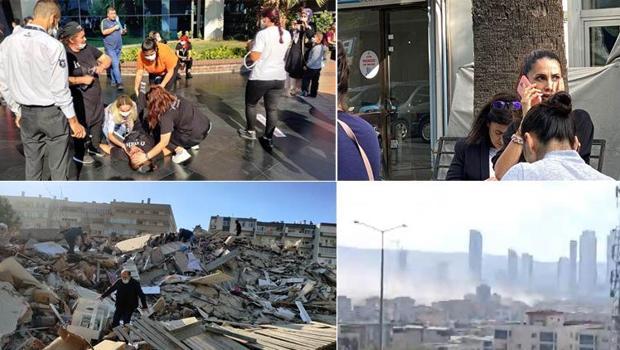 Son Dakika: İzmir'de meydana gelen 6.6 büyüklüğündeki depremin ardından ilk görüntüler