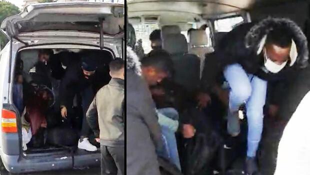 Tekirdağ'da 8 kişilik minibüste 19 göçmen yakalandı  