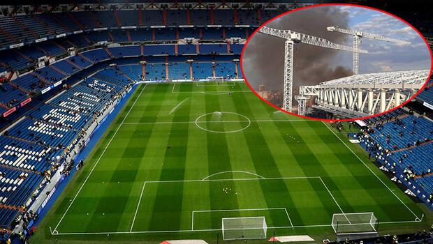 Real Madrid'e büyük şok! Santiago Bernabeu inşaatında yangın...