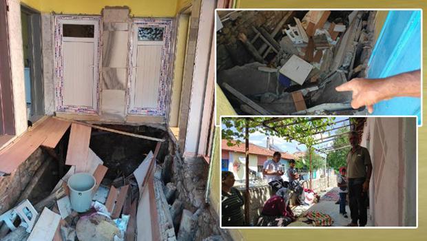 Konya'da bir evin tabanı çöktü! 'Önce bir gıcırtı sesi duyduk'