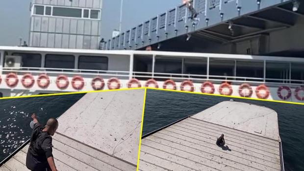 Tık uğruna canını hiçe saydı! Galata Köprüsü'nden gemiye atladı