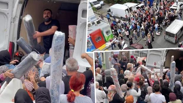 Bağcılar'da indirimli halıya hücum! Fiyatı gören akın etti, izdiham oluştu