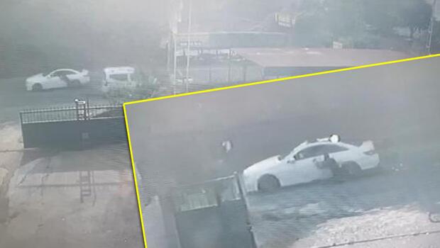 Başakşehir'de polis kaçan otomobilde asılı kaldı