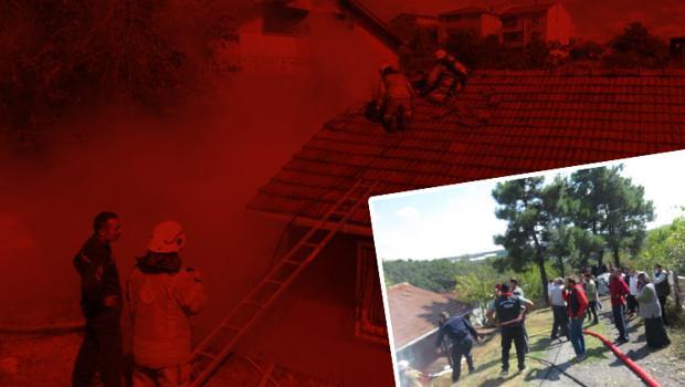 Ümraniye'de korkutan yangın! Gözyaşlarına boğuldu