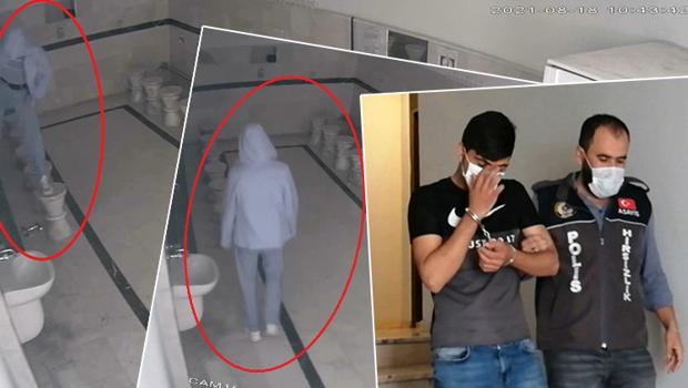 Tepki çeken olay! Cami musluklarını zıplayarak kırdı