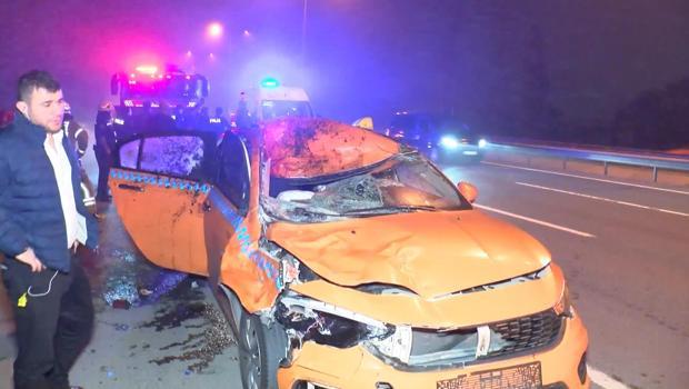 Eyüpsultan'da taksi ata çarptı; At öldü, 2 kişi yaralandı