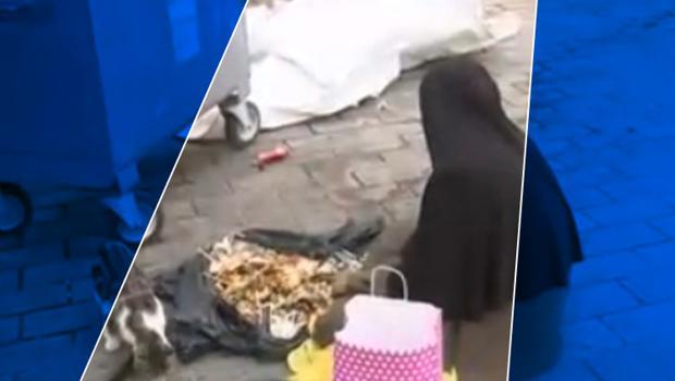 Dilencilerden pes dedirten yöntem! Çöpten yemek yiyormuş gibi yapıyorlar