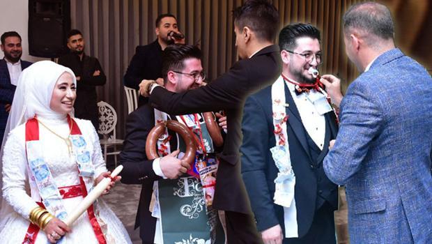 Takı töreninde bu da oldu! Kangal sucukla başladı, emzikle devam etti...