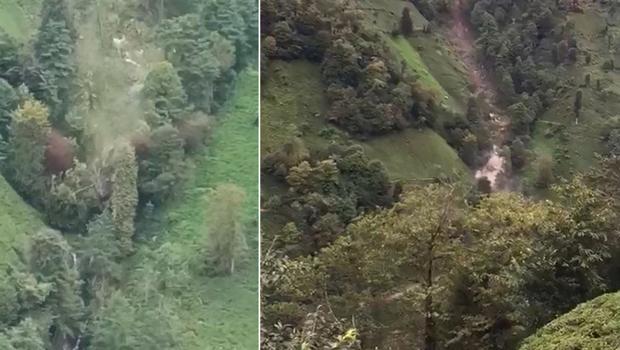 Rize'deki heyelan sırasında büyük panik