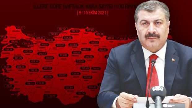 Son dakika! Bakan Koca illere göre haftalık Kovid-19 vaka sayılarını açıkladı