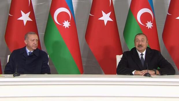Cumhurbaşkanı Erdoğan ve Azerbaycan Cumhurbaşkanı Aliyev'den önemli açıklamalar